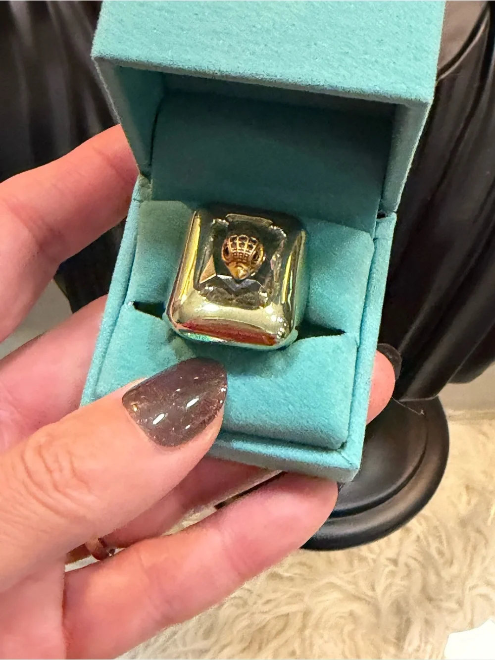 Kurt Geiger Gold-tone Dome Ring with Heart Accent 6.5-7